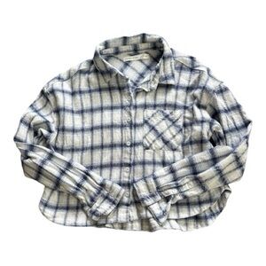 Altar'd State Women's XS Plaid Cropped Flannel Button Down Shirt